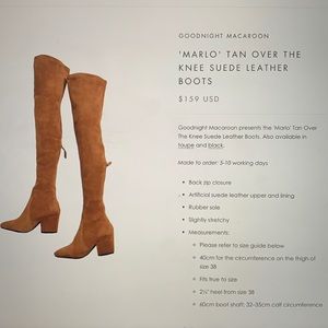Marlo Tan Over The Knee Suede Leather Boots